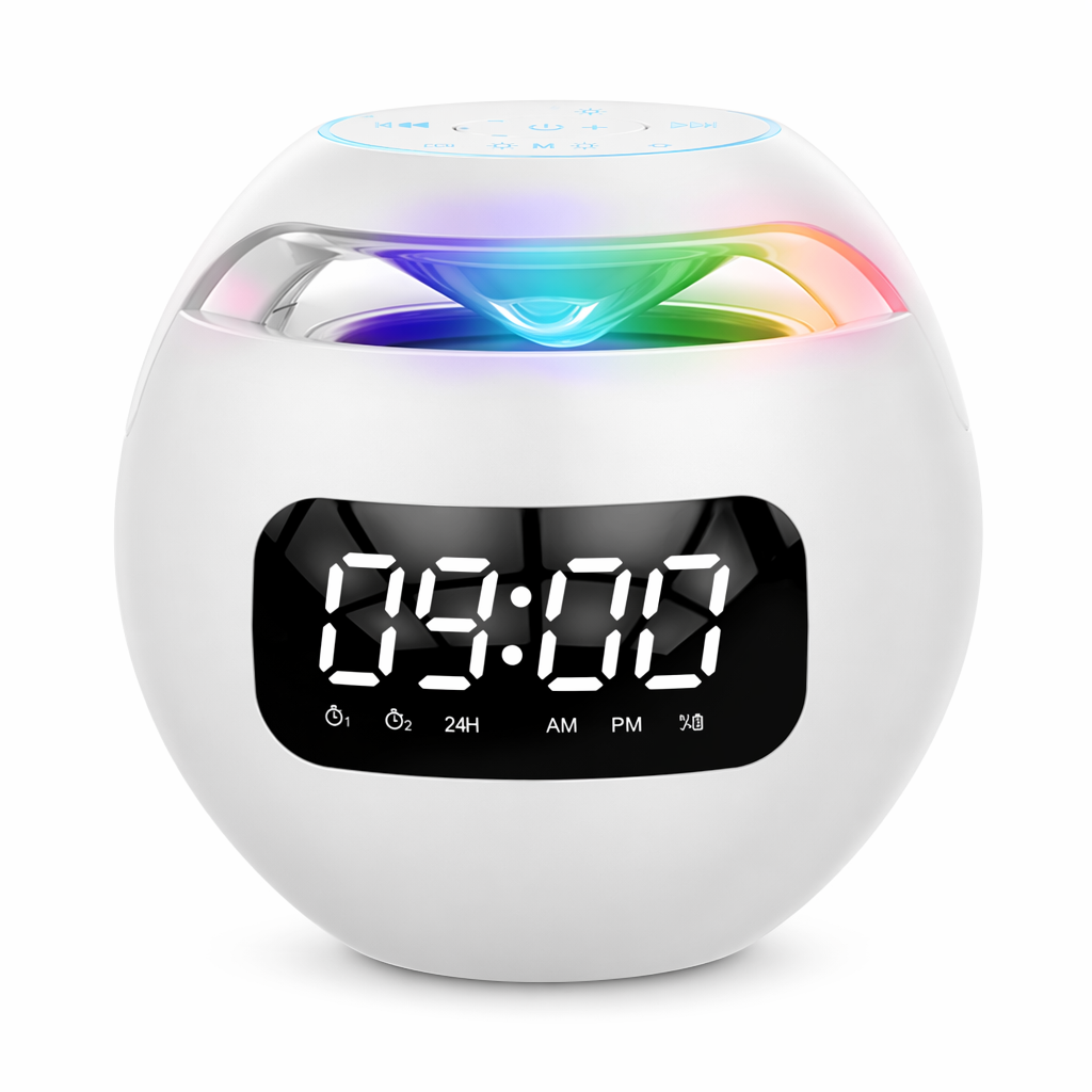 Wireless Bluetooth Speaker with Clock Functionality White