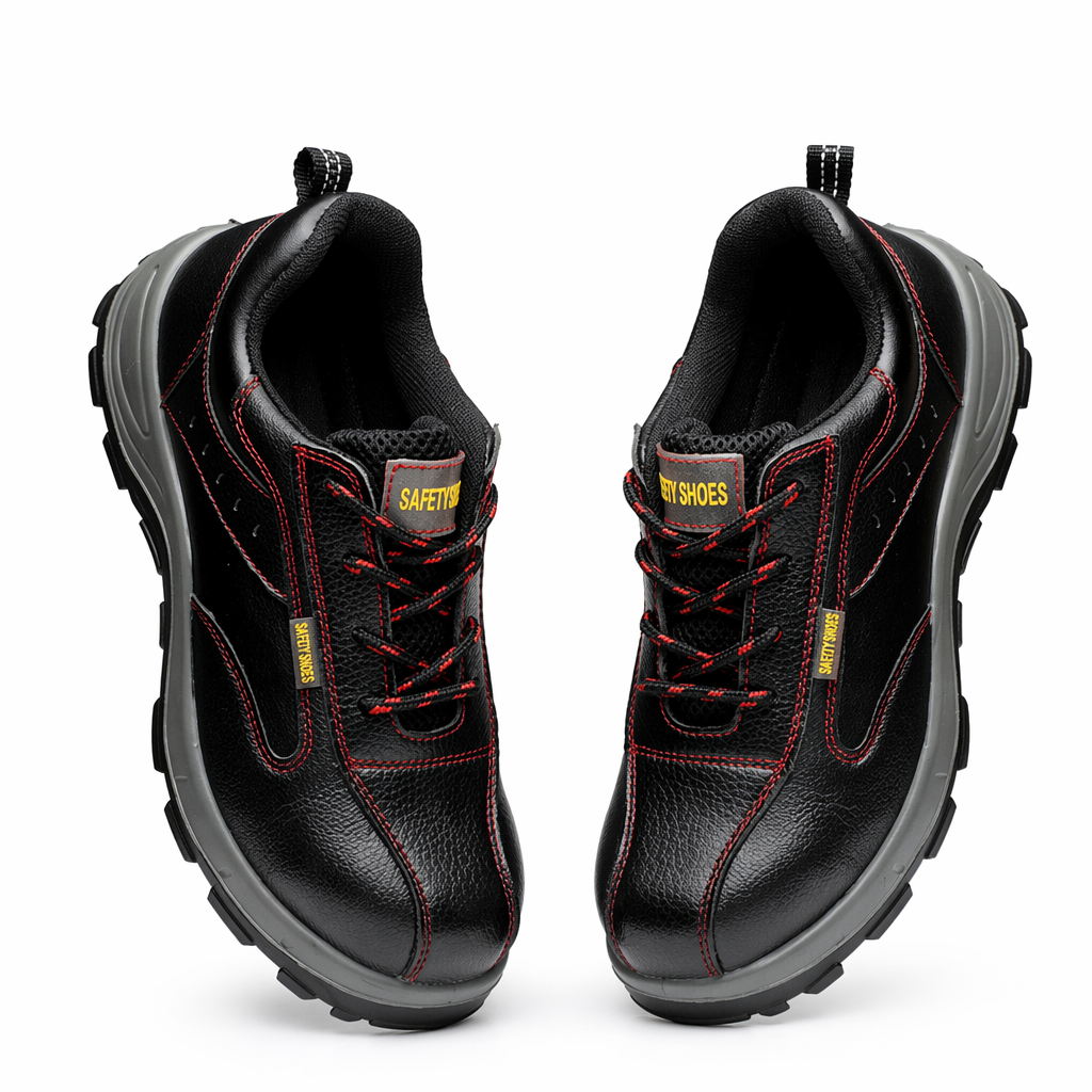 Anti-Skid Mens Steel Toe Work Shoes with Puncture Resistance red lace