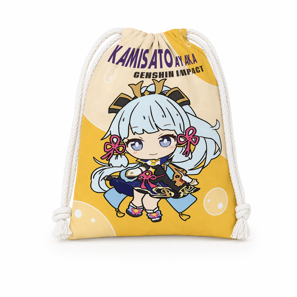 Chibi Genshin Drawstring Bags Set Kamisato Ayaka
