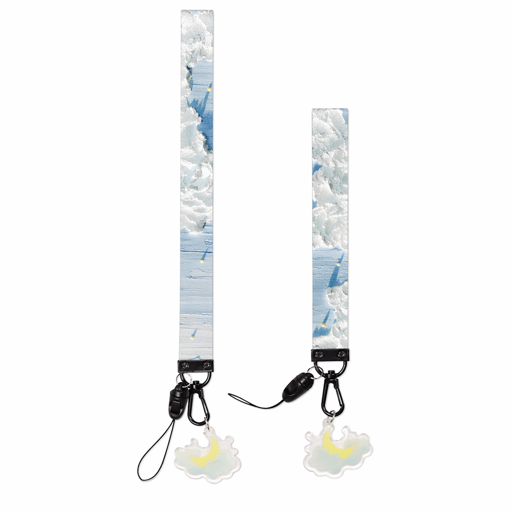 Sky Lanyard Keychains with Cloud Charm Blue