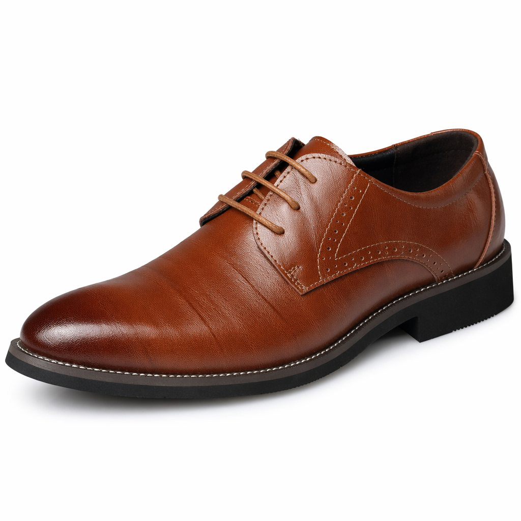 Leather Oxford Shoes for Men's Semi-Formal Attire Brown