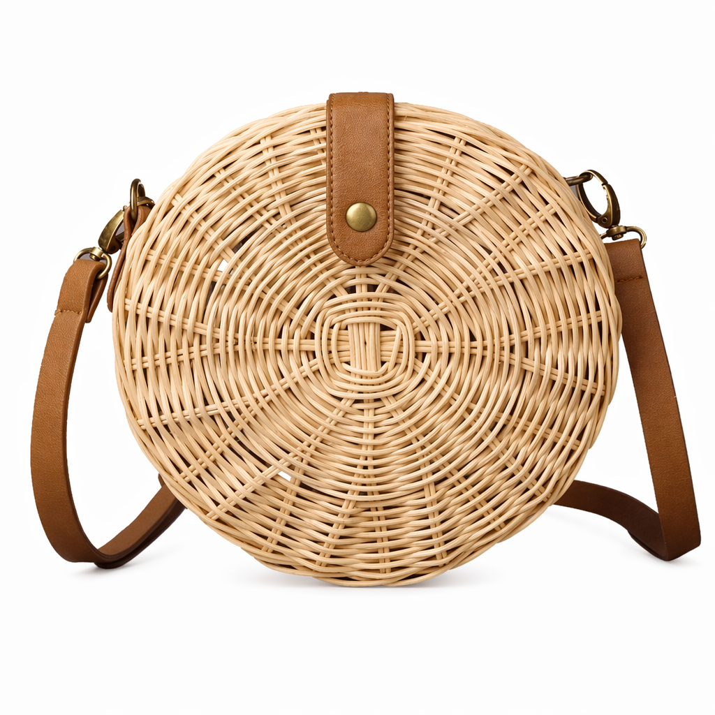Straw Woven Circular Crossbody Purse Default