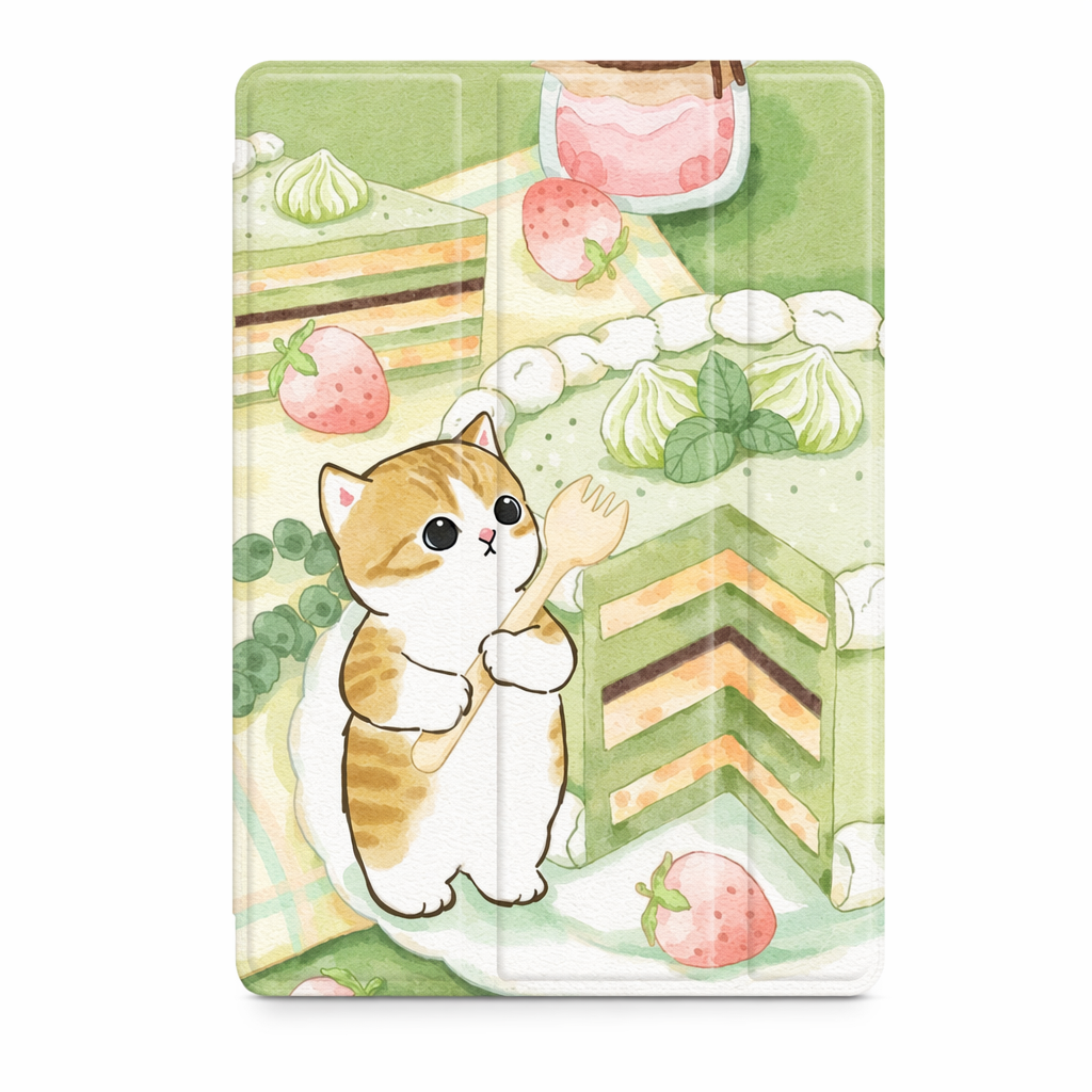 Cute Kawaii iPad Cases with Shockproof Protection Matcha