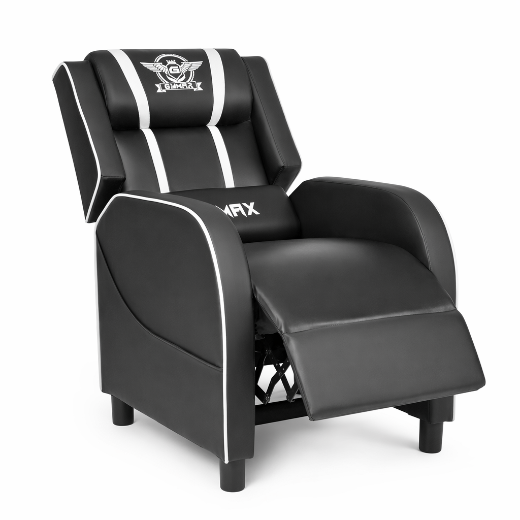Massage Gaming Chair with Lumbar Support and Reclining Feature Black