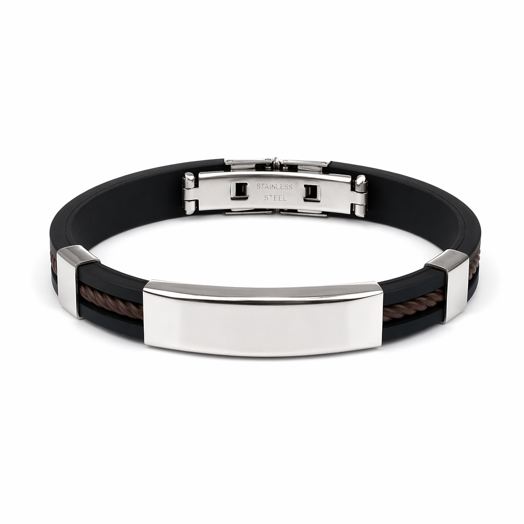 Casual Street Style Stainless Steel Bracelet for Men Default