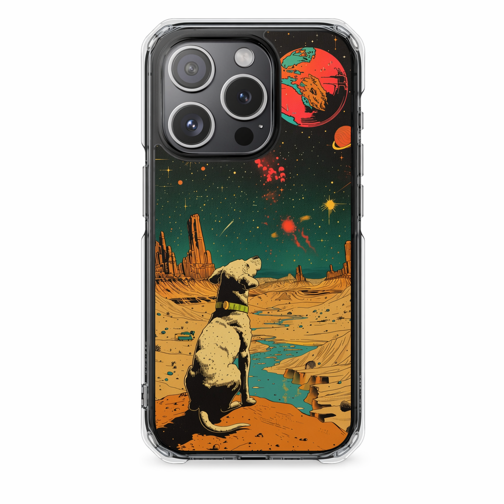 Clear Magnetic Case for iPhone Series with Vintage Canine Space Traveler Design Default