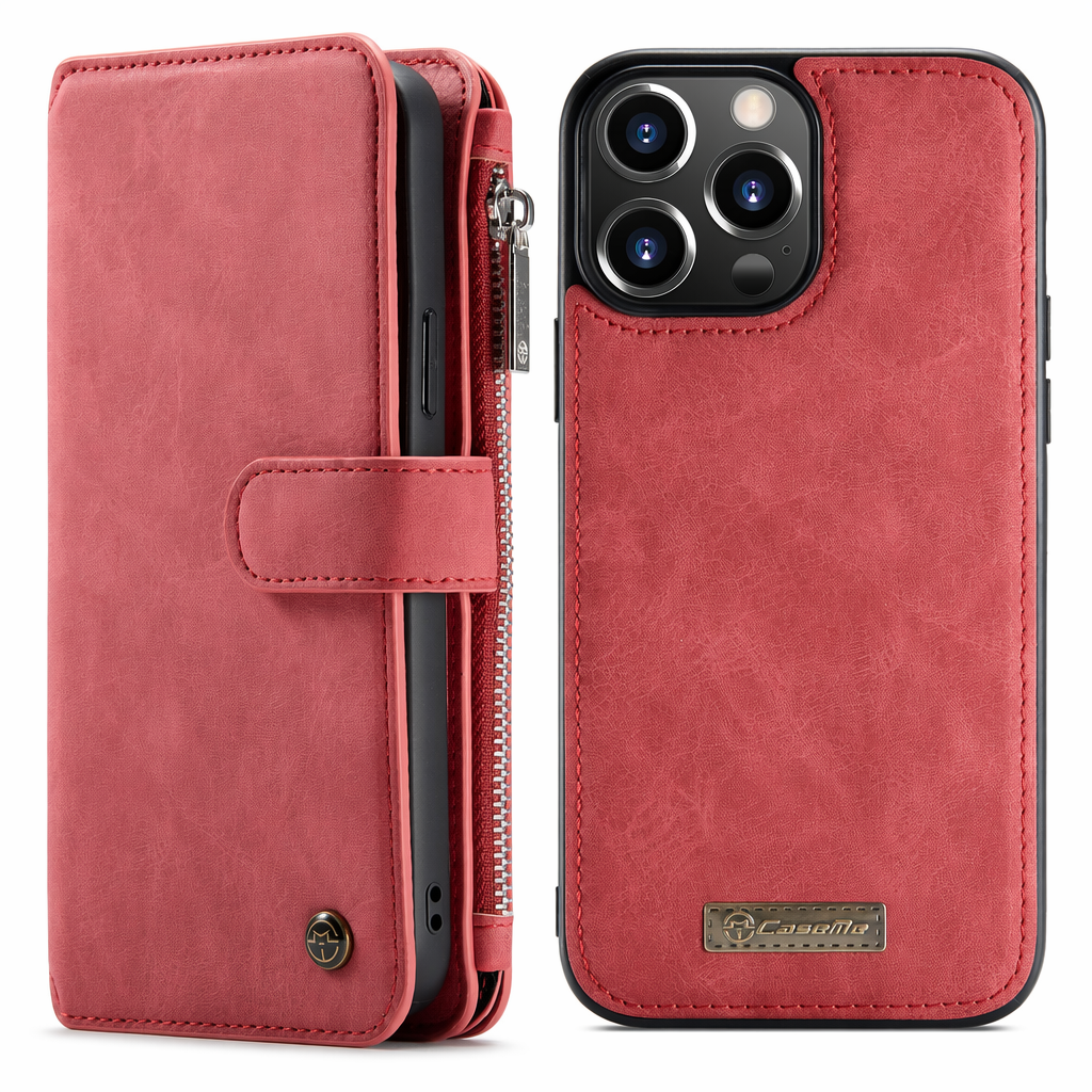 iPhone Leather Flip Wallet Case Red