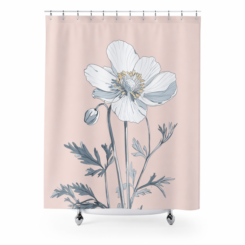 Floral Shower Curtain with a Soft Pastel Bloom Design Default