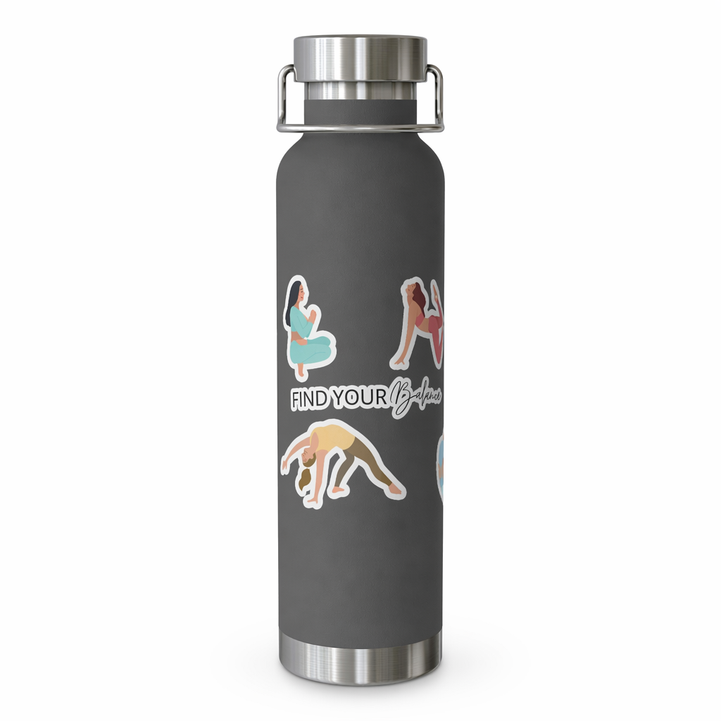 Discover Equilibrium: 22oz Thermos Bottle for Yoga Poses Grey