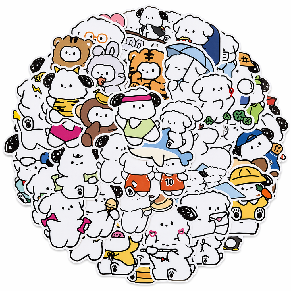 Cute White Puppy Stickers for Customization Default