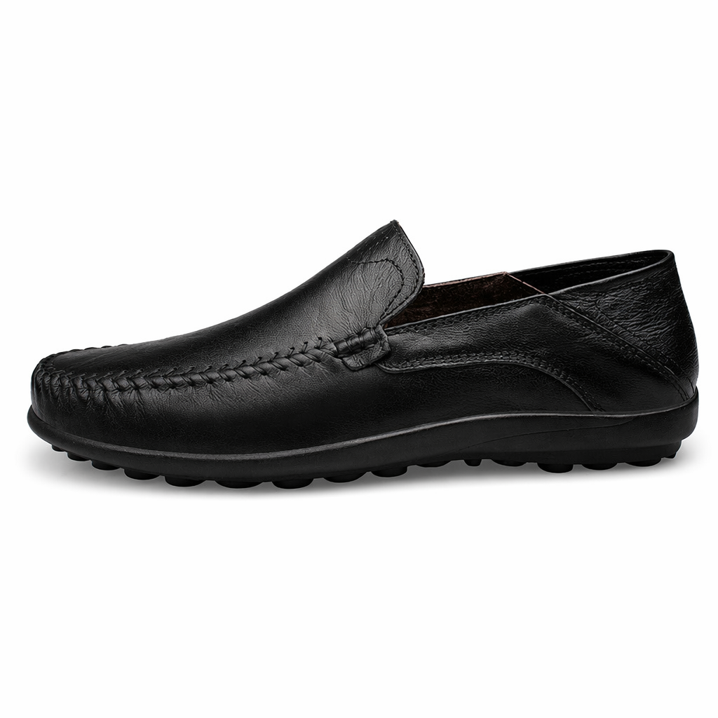 Anti-Slip Vegan Leather Loafers for Men Black