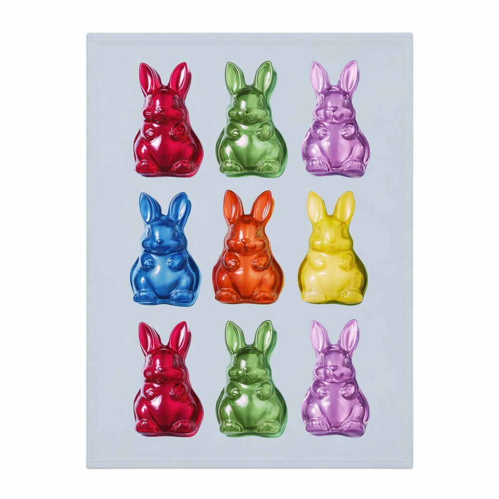 Gray Soft Fleece Baby Blanket with Gummy Rabbit Design Default