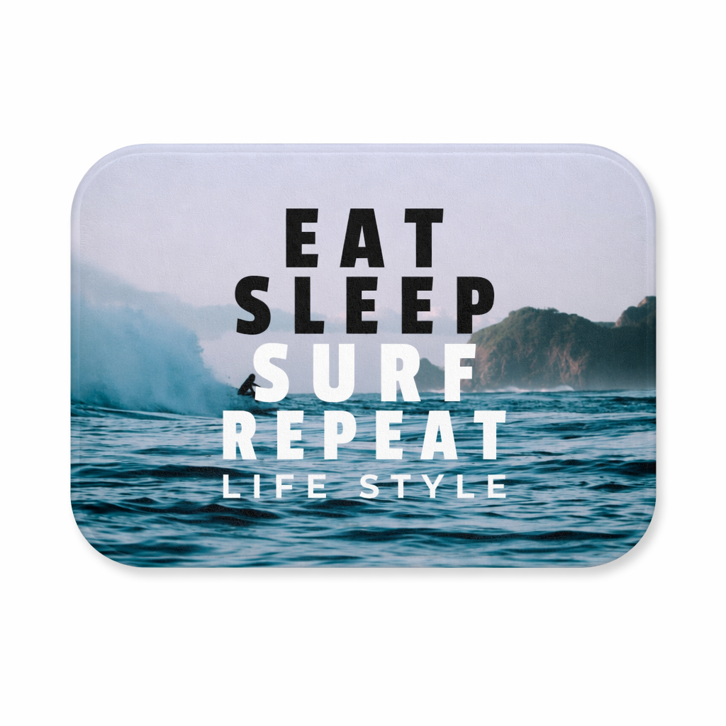Surf, Sleep, Eat, and Repeat Bath Mat Default