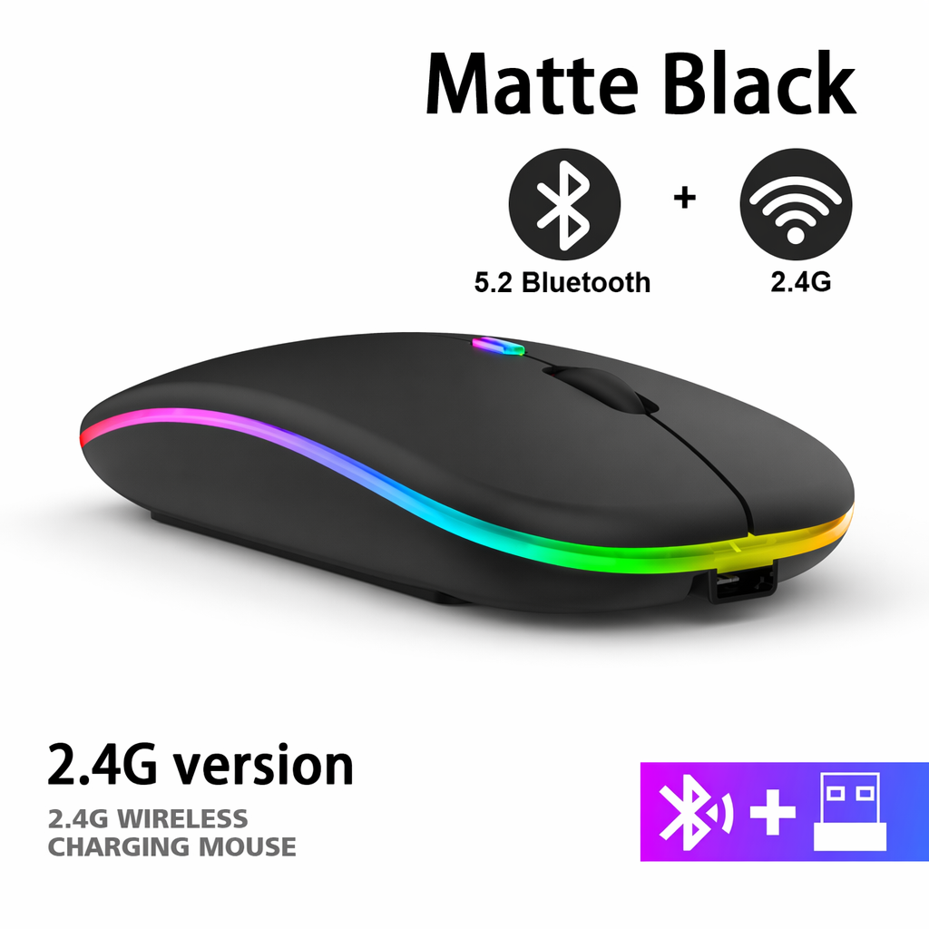 Wireless Bluetooth Mouse with RGB Functionality Black