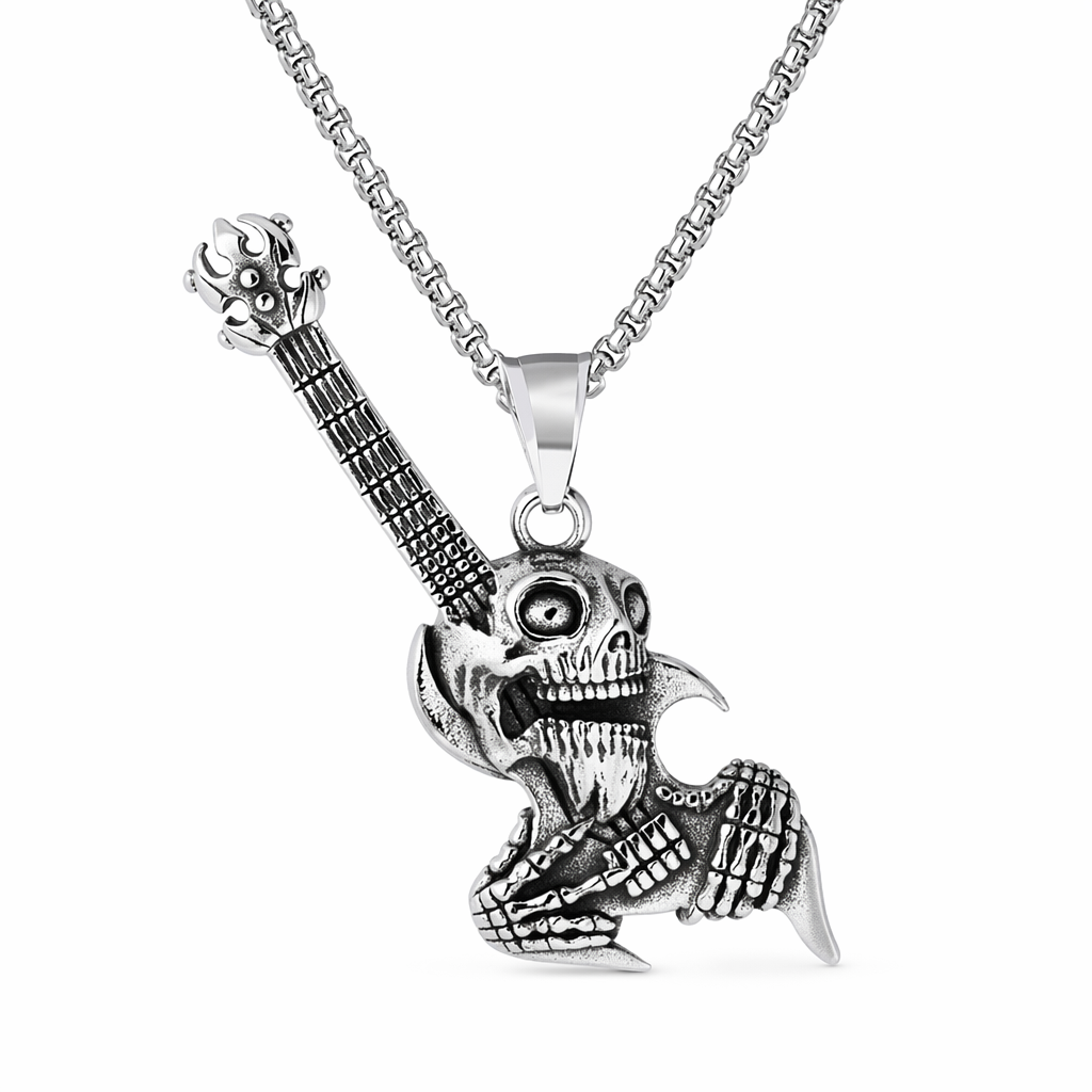 Necklace with Skull Gothic Guitar Design Default