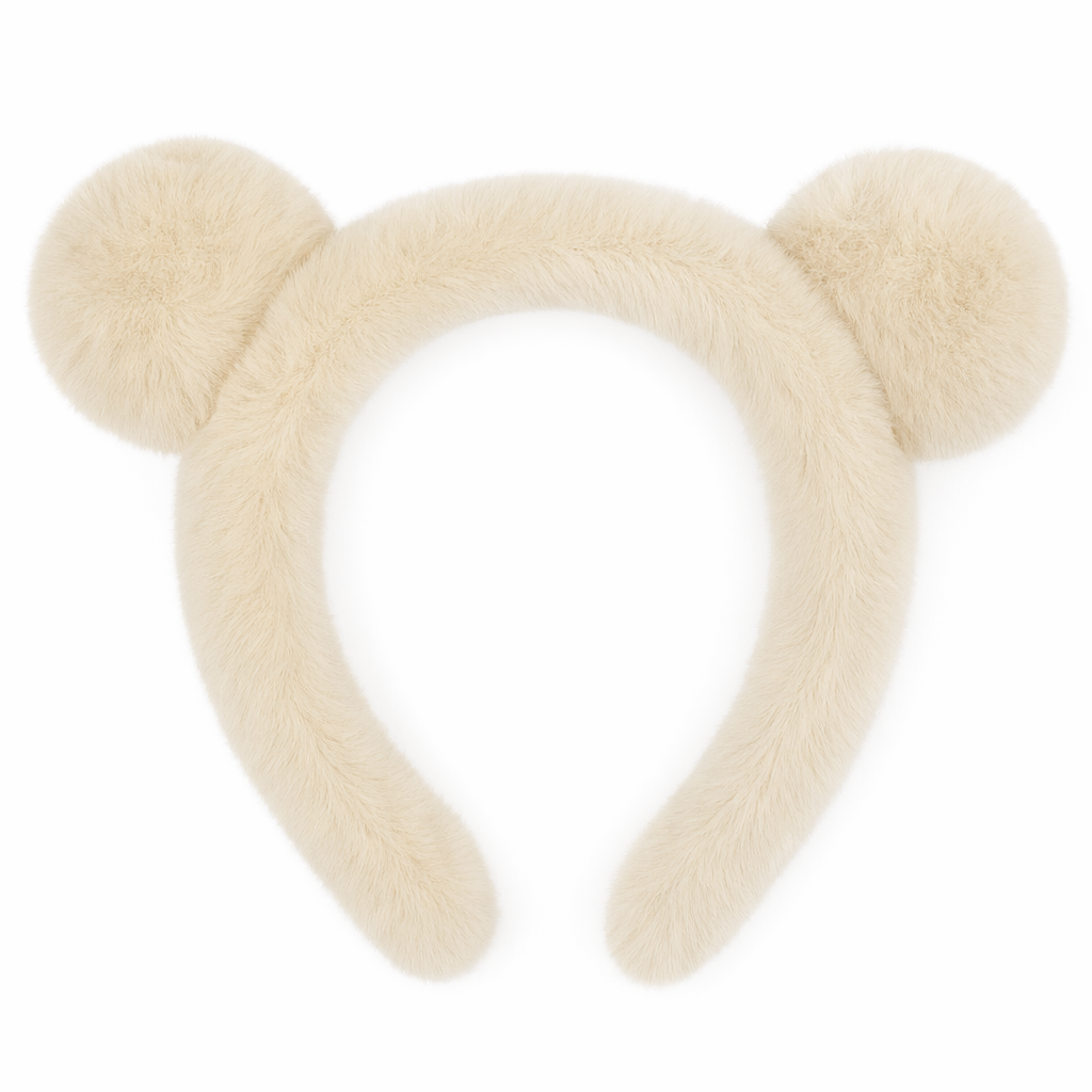 Winter Bear-Eared Stuffed Headband Off - White