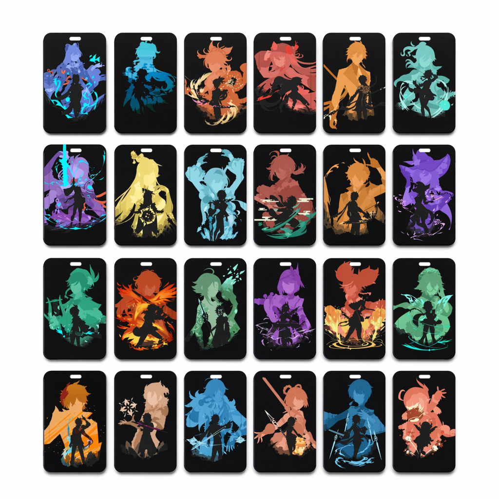 Genshin Impact Badge Holder with Characters Default
