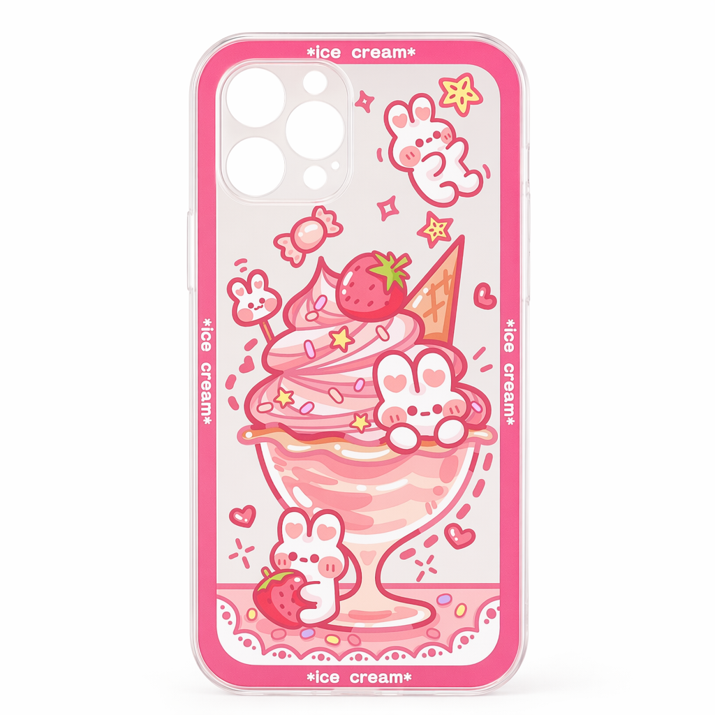 Transparent Cute Animal x Ice Cream Phone Case A