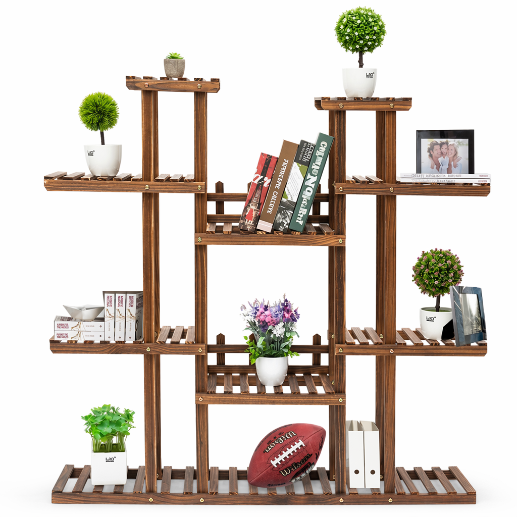 Multi-tiered Pine Wood Shelf for Indoor Plants - Modern Home Decor Stand Default