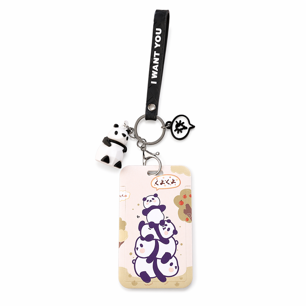 Panda Badge Holder with Wristlet and Pendant A