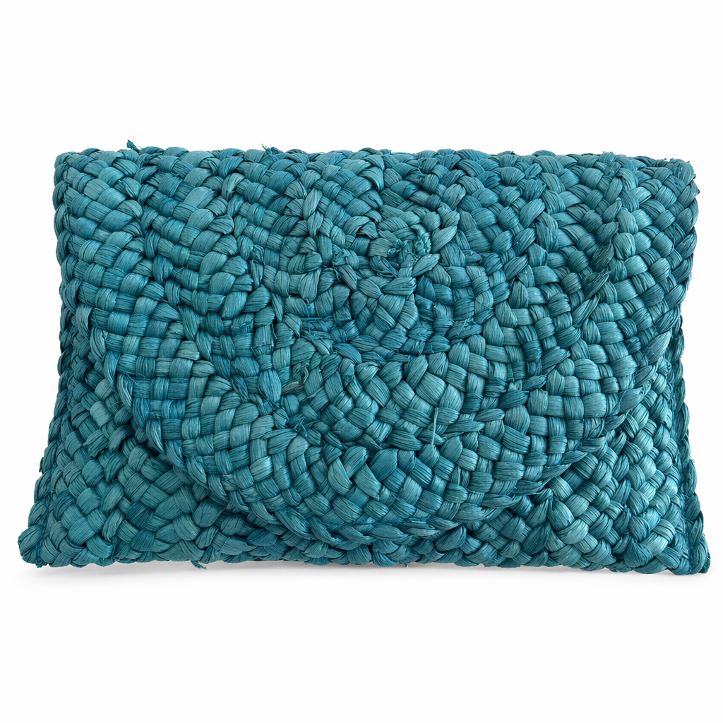 Summer Mini Straw Clutch: Embrace the Season in Style! Blue