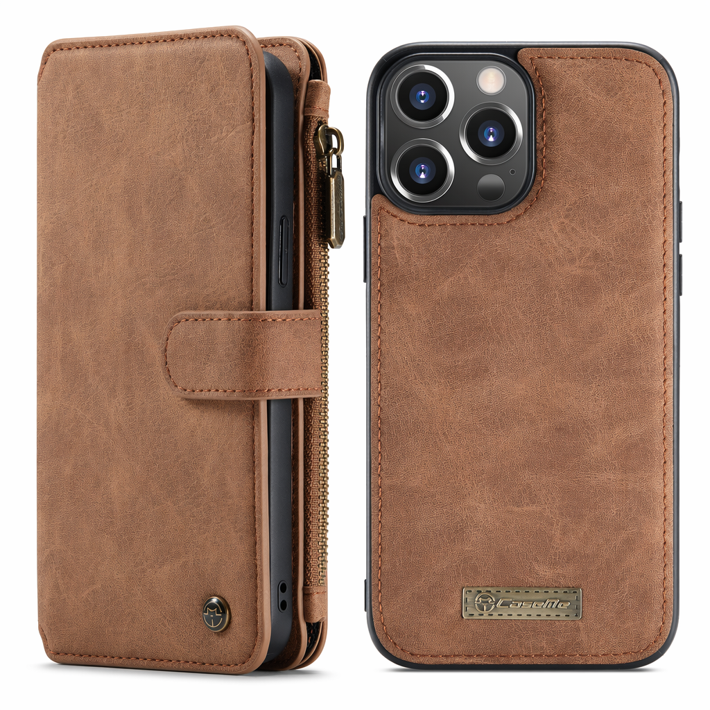 iPhone Leather Flip Wallet Case Brown