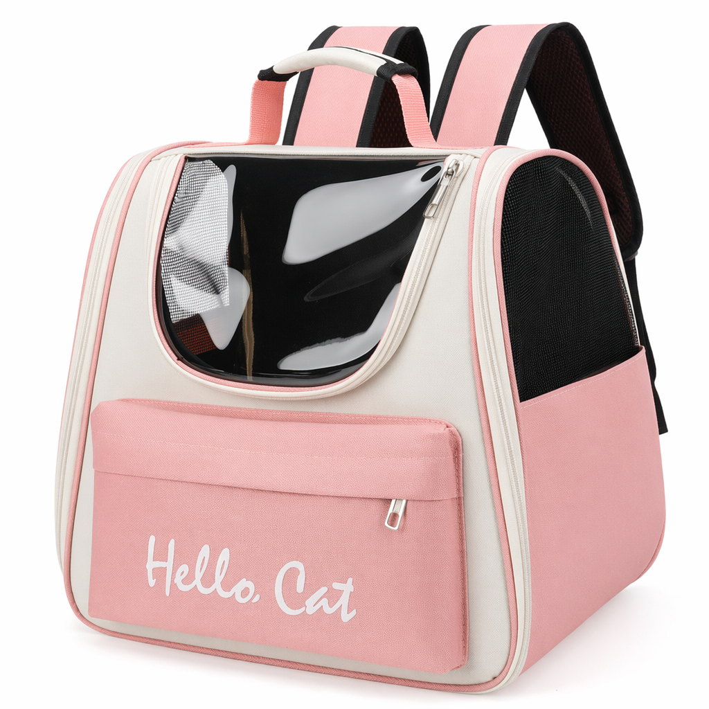 Vibrant Ventilated Feline Backpack for Exploring Pink
