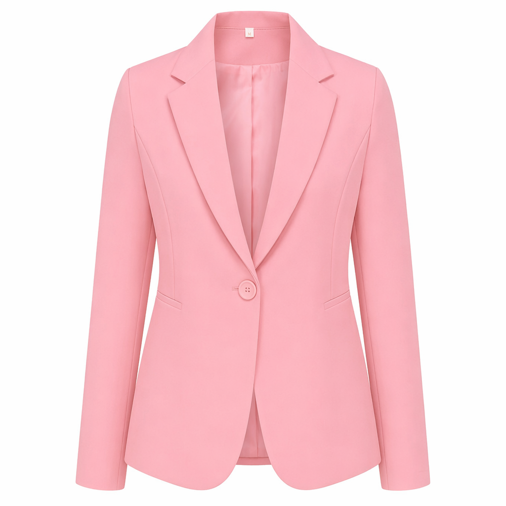 Slim Fit One-Button Women's Professional Attire Pink