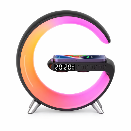 Bluetooth Speaker Alarm Clock with Wireless Charging and RGB Lights Default