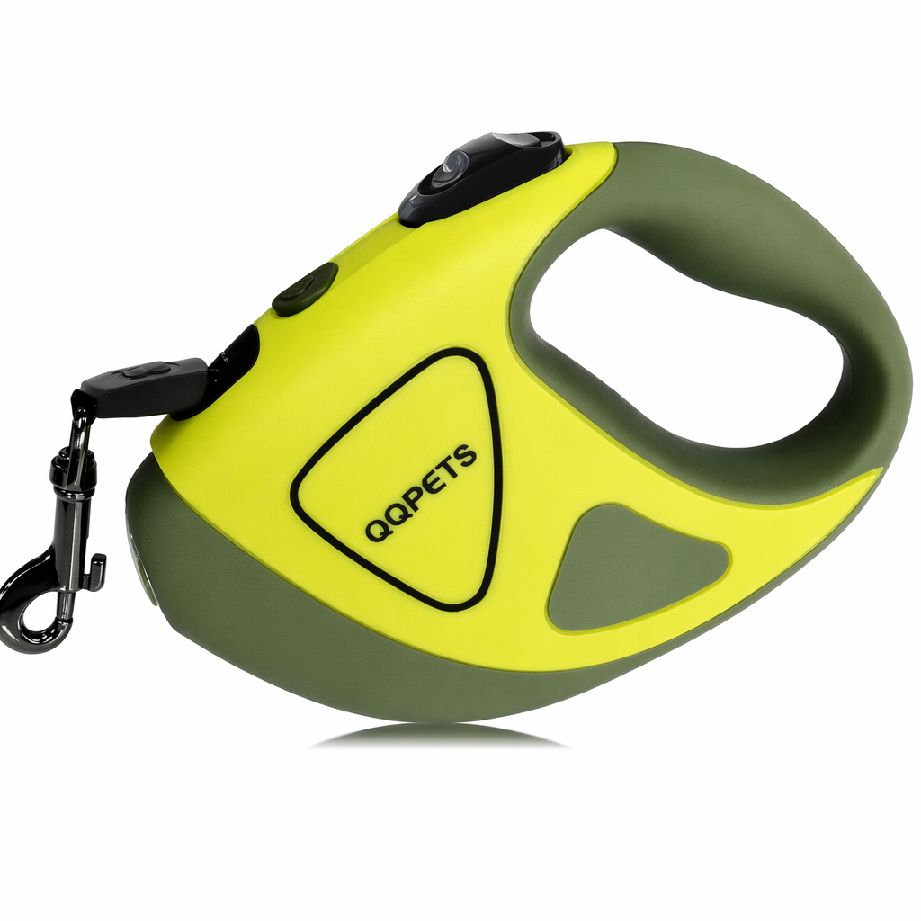 Retractable Canine Leash with Brilliant LED Torch Green