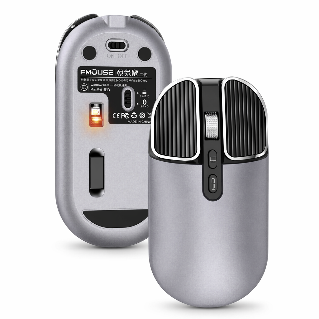 Rechargeable Bluetooth Wireless Mouse - 2400 DPI Gray