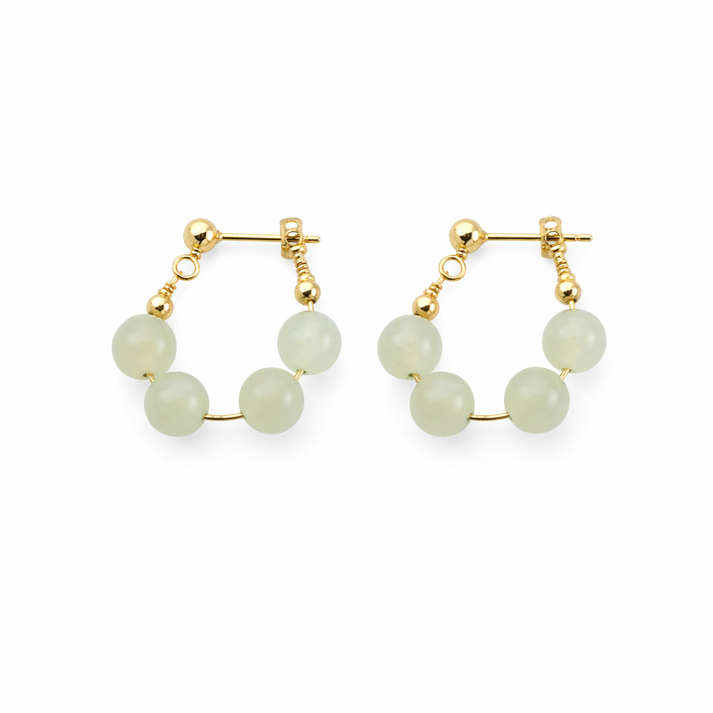 Hoop Earrings with Jade Beads Default