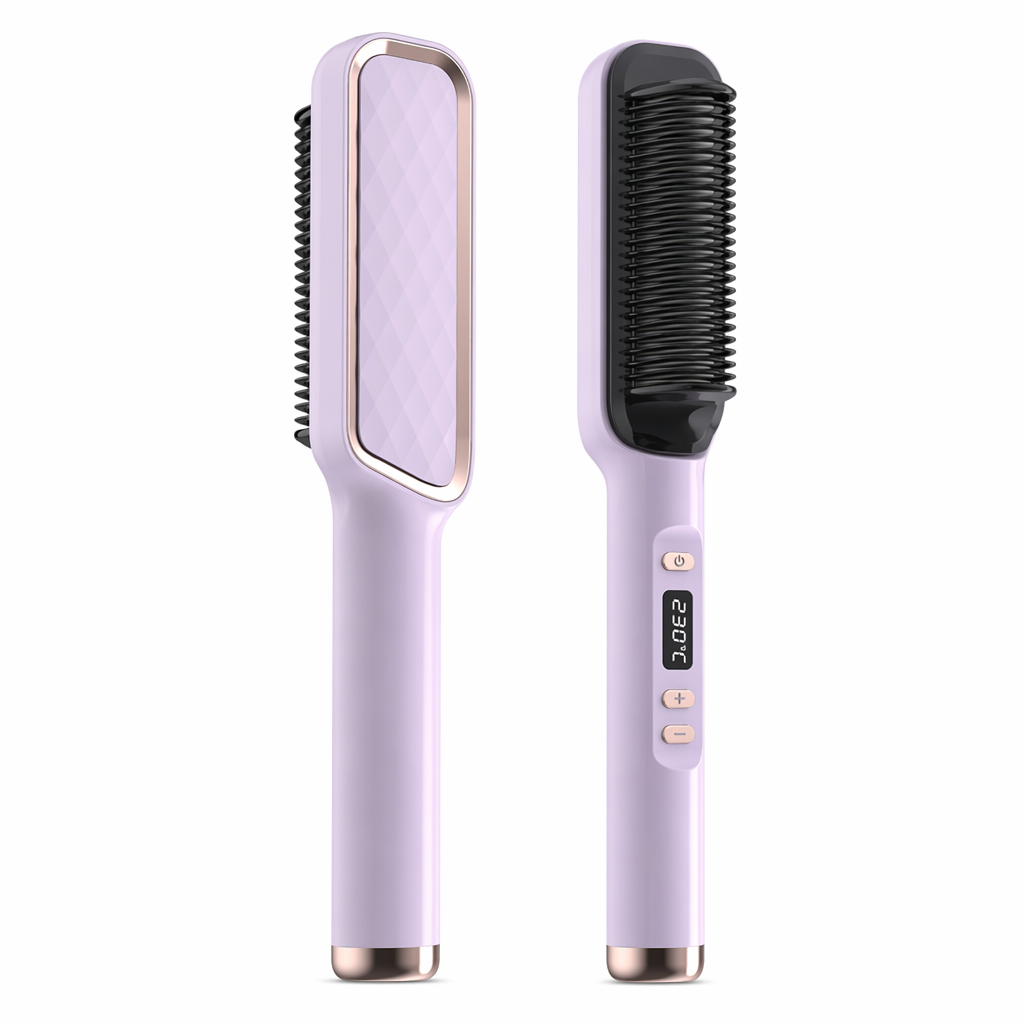 Electric Hair Brush Straightener by Coseey Purple