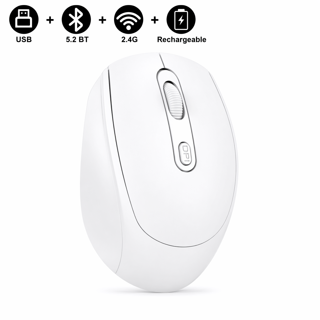 Vibrant High-Resolution Wireless Mouse with Dual Modes White
