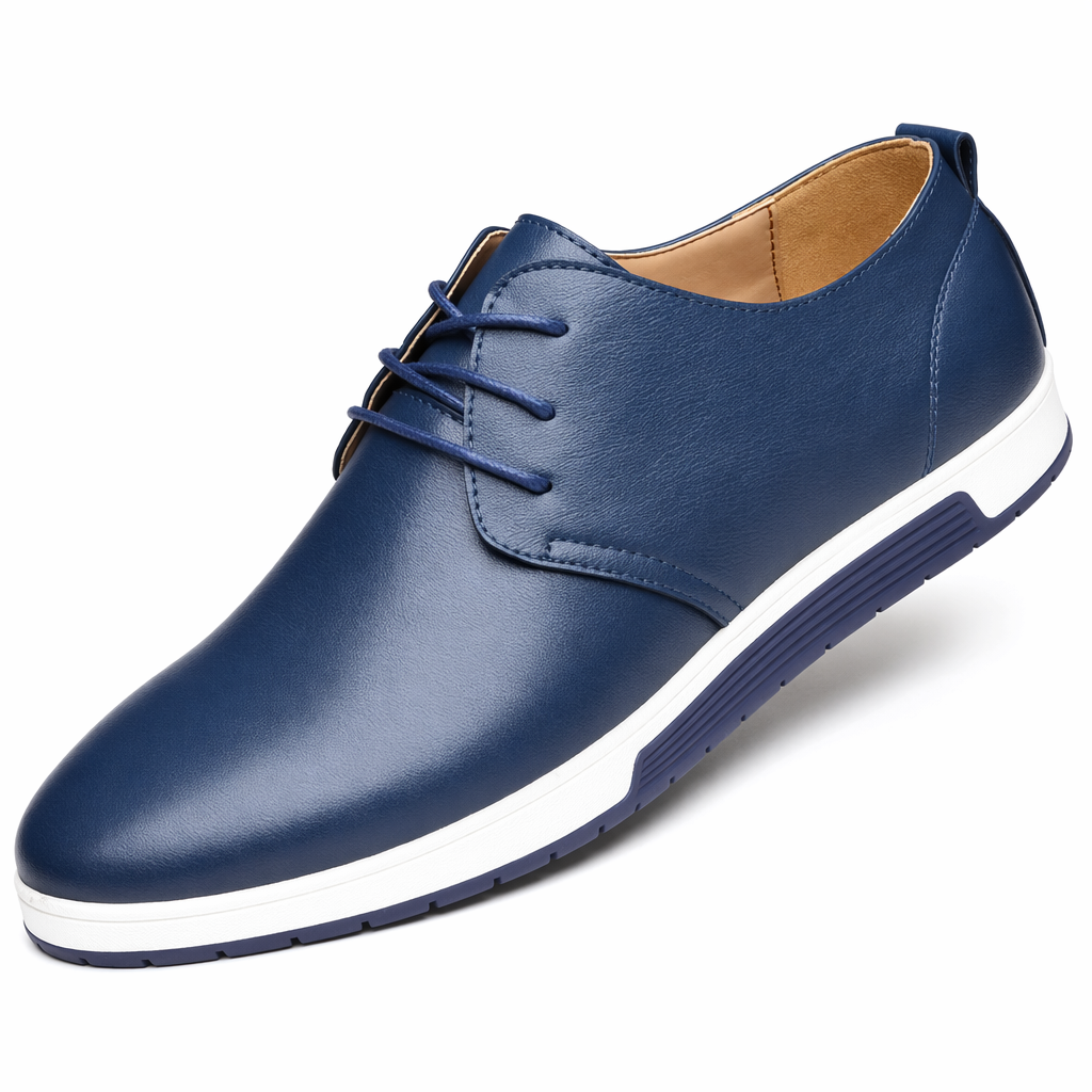 Blue Leather Shoes for Men's Casual Street Fashion Default
