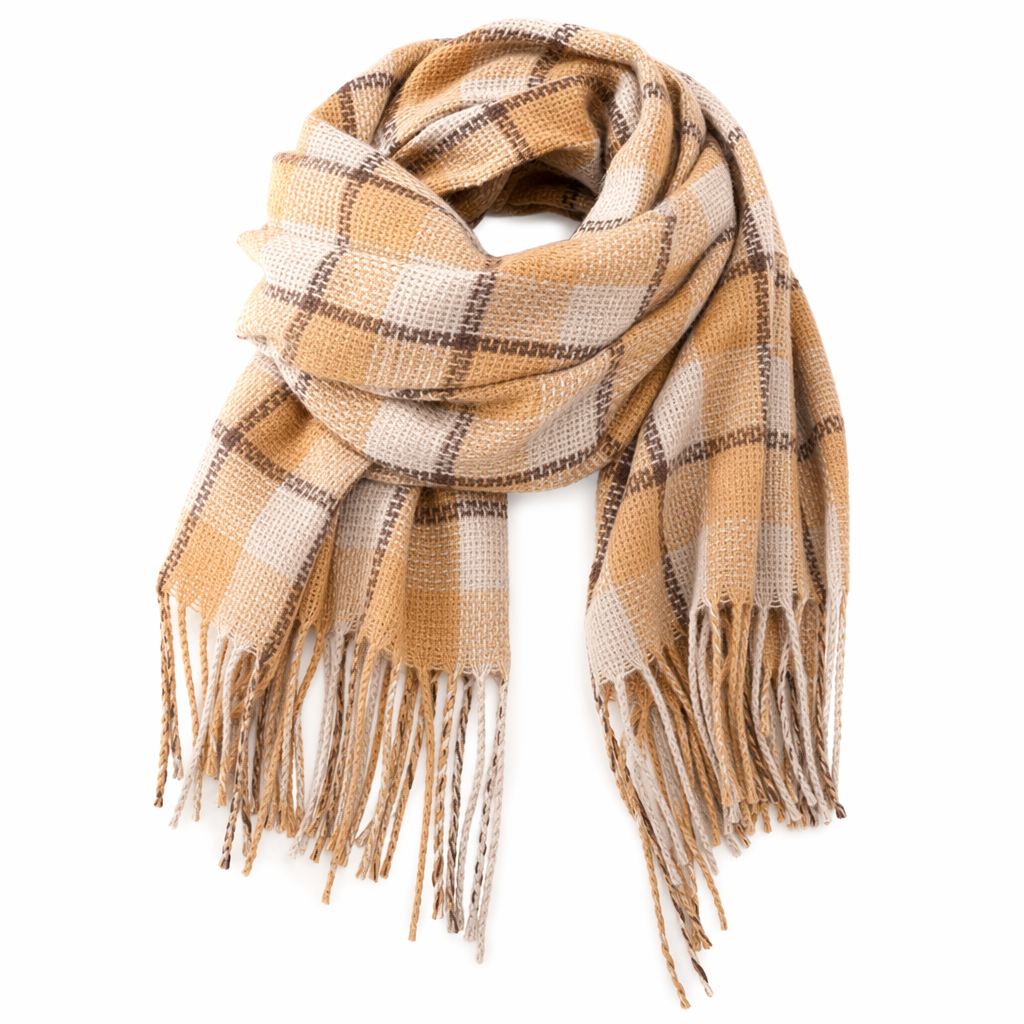 Cozy and Plaid Scarf Yellow
