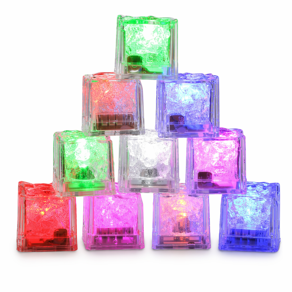 LED Ice Cube Party Set - 12 Pieces Multi Color