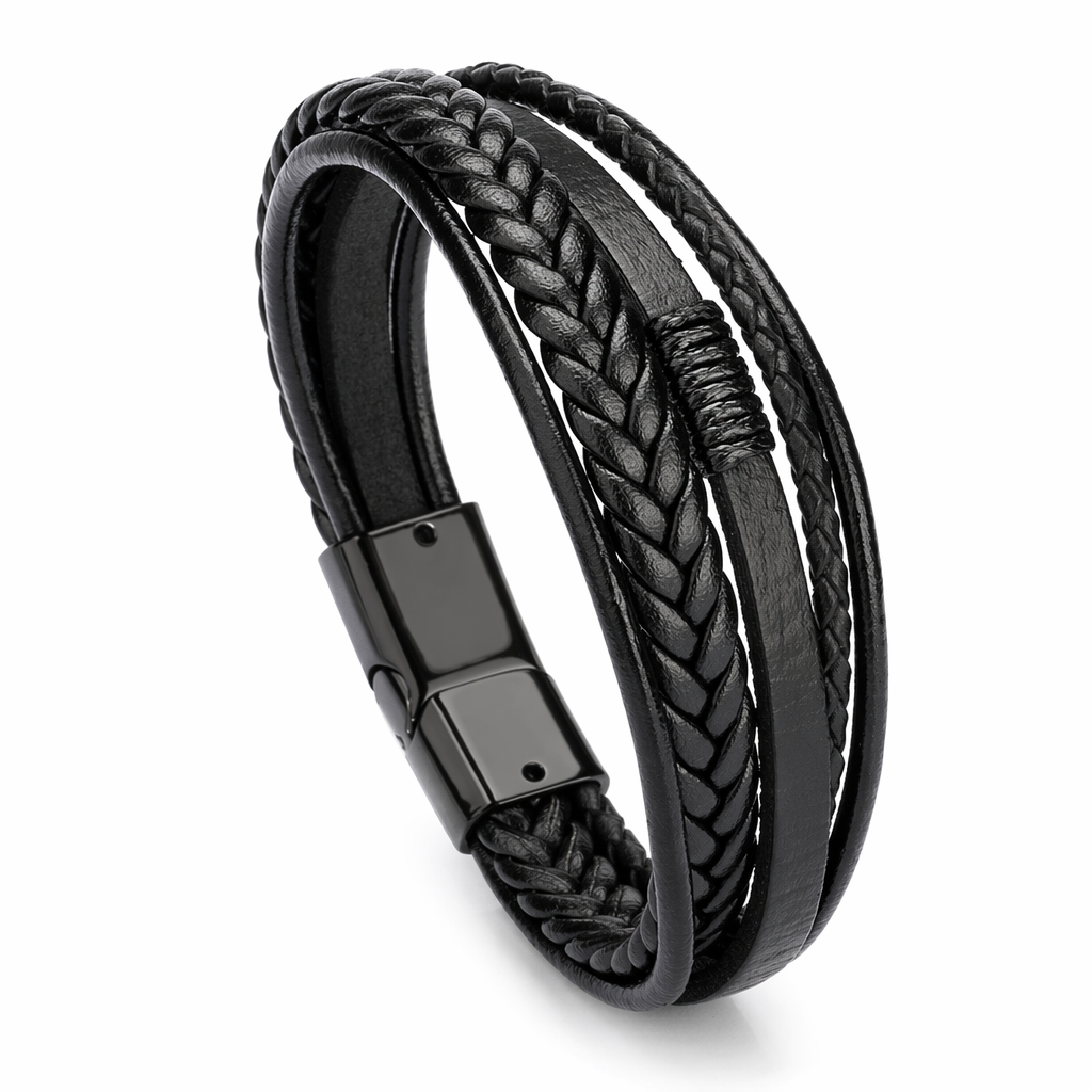 Vegan Leather Bracelet with a Layered Appearance 1