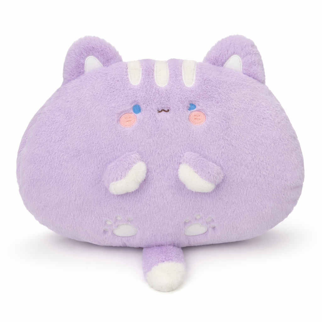 Cute Cat Plush Cushion - Comfortable & Adorable Purple