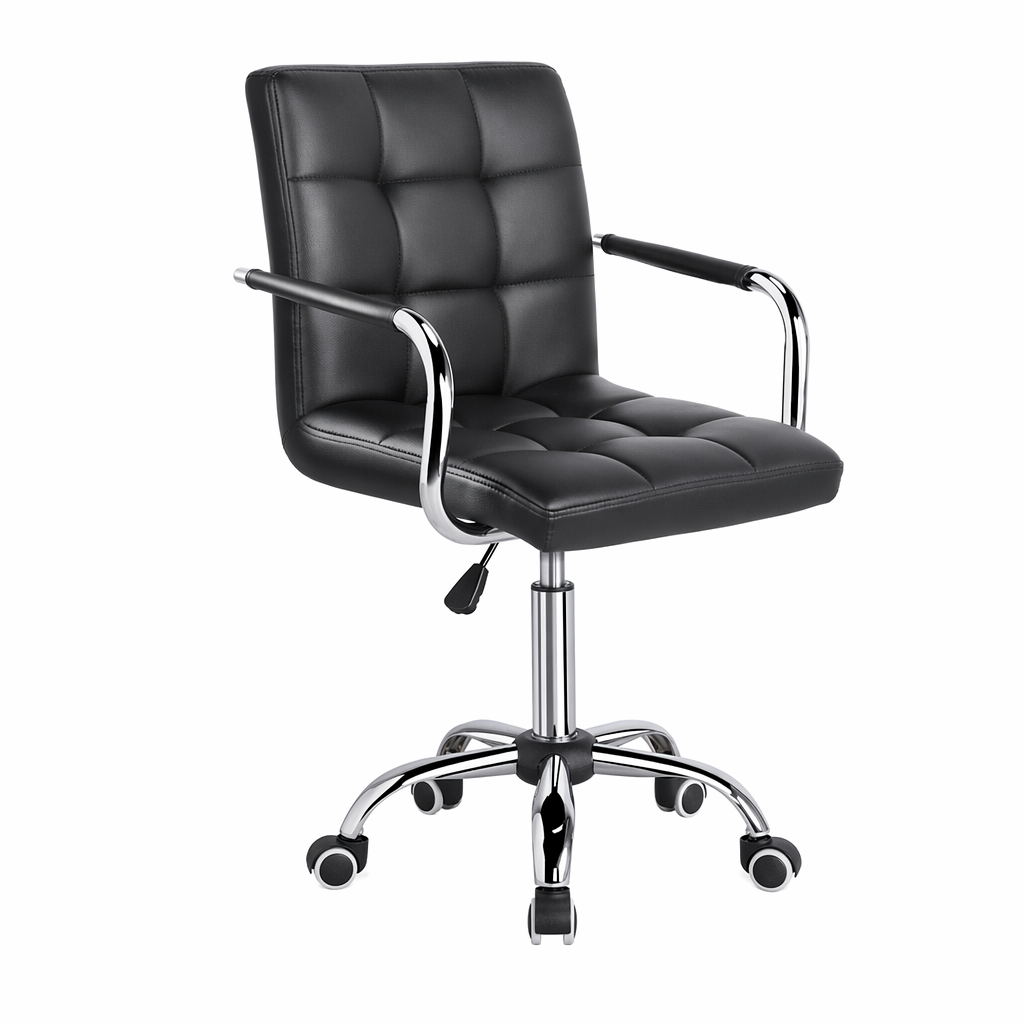 Contemporary Faux Leather Office Chair Black