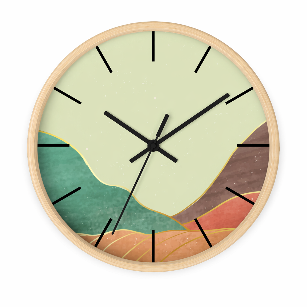 Mountain Serenity Wall Clock Wooden