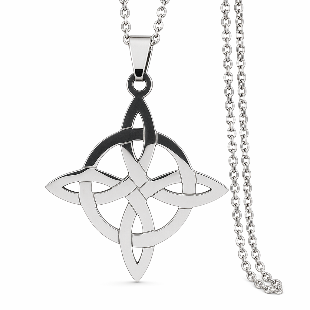 Knot-Shaped Geometric Necklace Silver