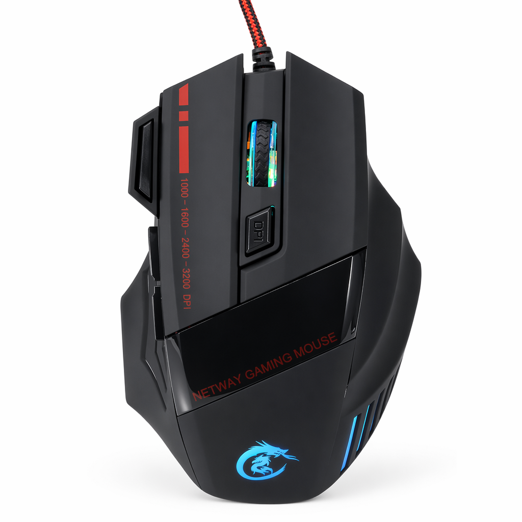 Enhanced LED Optical Gaming Mouse with 5500 DPI and Wired Connection Default