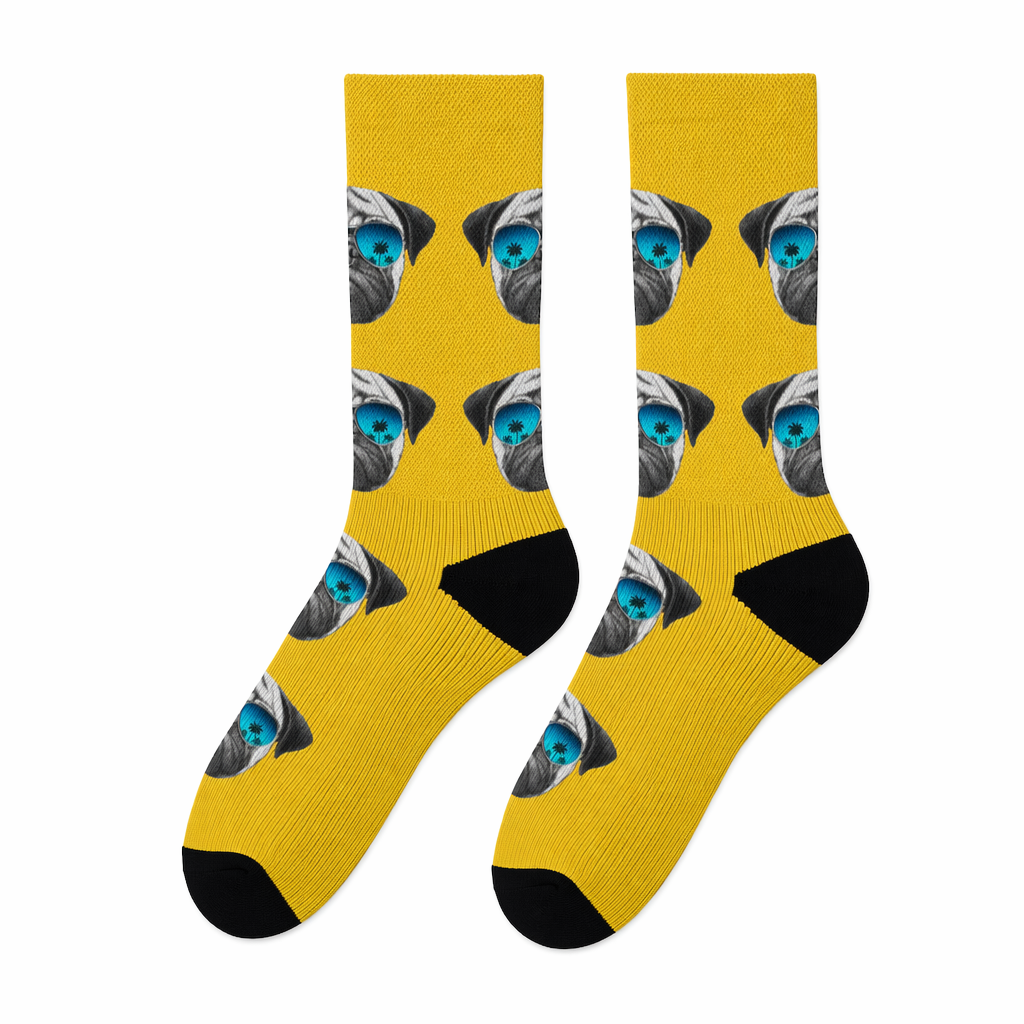 Novelty Socks with a Pug Wearing Sunglasses Default