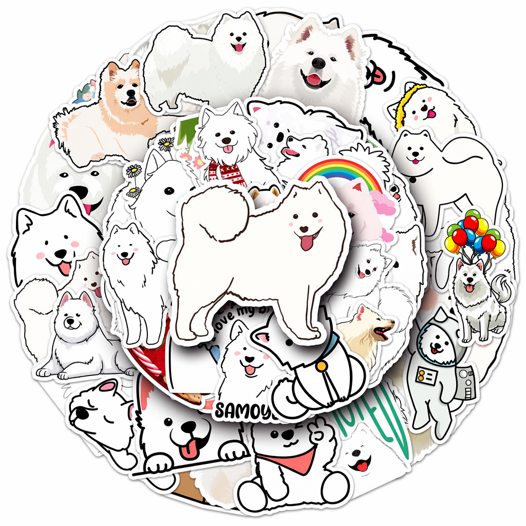 Cute Samoyed Stickers: Personalize Belongings Default
