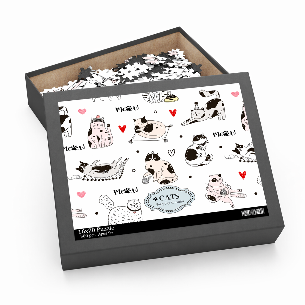 500-Piece Jigsaw Puzzle - Engaging Cat Activities Default