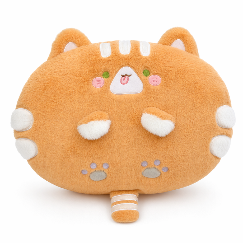 Cute Cat Plush Cushion - Comfortable & Adorable Orange