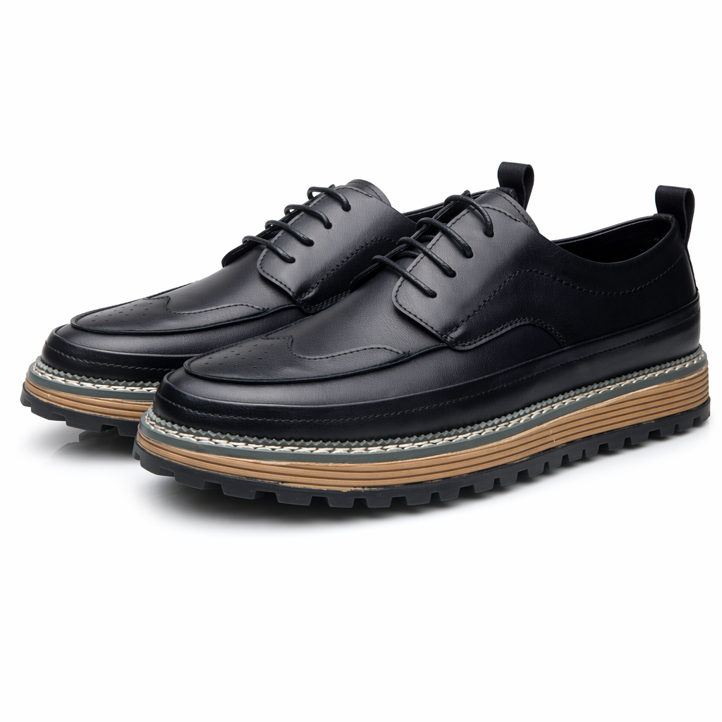 Retro Derby Footwear for Men Black