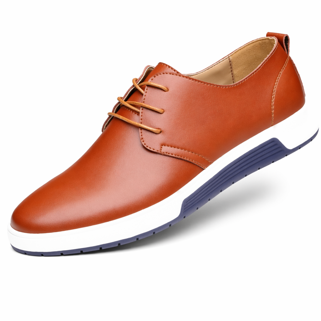 Leather Lace-Up Shoes for Men's Everyday Wear Brown