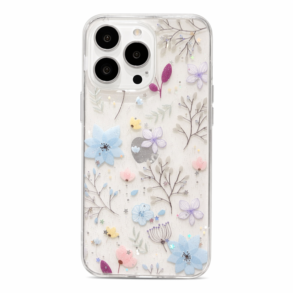 Sparkling Blue Floral iPhone Case Default